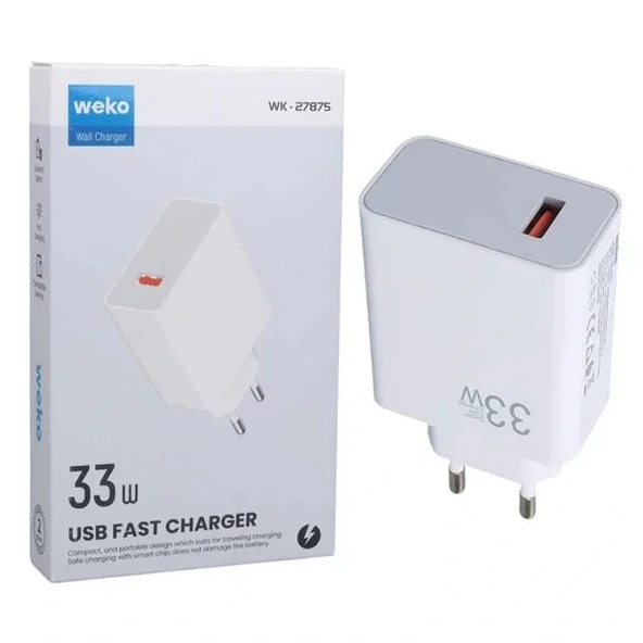 Weko Wk-27875 M11 Beyaz 33 Watt Turbo Usb Şarj Başlık Adaptörü ürün görseli 1