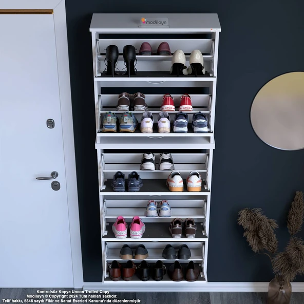 Modilayn VARBİ UMAY' 2 Li Asma Antre 72x 193x 26 cm 5 Düşer Kapak 10 GözAyakkabılık - Resim 5