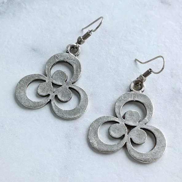 Üç Halkalı Geometrik Şekilli Kadın Bileklik Gümüş Kaplama Ayarlanabilir El Yapımı Bileklik - Resim 4