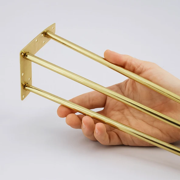 Masa ve Sehpa Ayağı Tekli Dayanıklı Mobilya Yükseltici Destek Modeli 71 cm Gold Altın Metal - Resim 2
