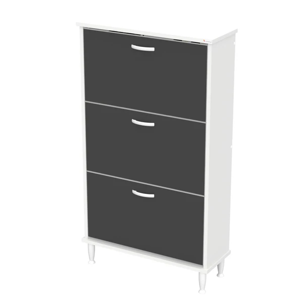 Modilayn VARBİ Kapı Önü 72x 127x 26 cm’ lik 3 Düşer Kapak 6 Göz Raf Bölmeli Ayakkabılık - Resim 8