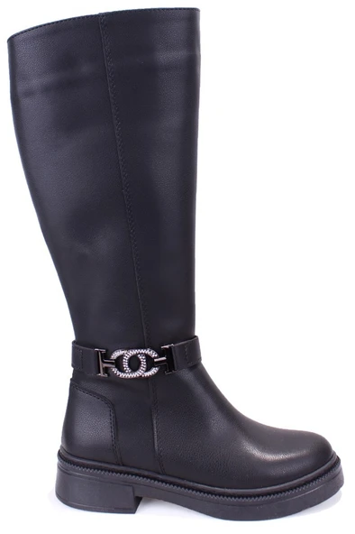 Dagoster DZA07-1275107 Siyah Fermuarlı Düz Topuklu  Kadın Çizme - Resim 2