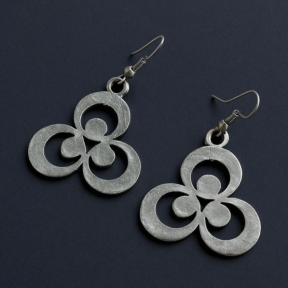 Üç Halkalı Geometrik Şekilli Kadın Bileklik Gümüş Kaplama Ayarlanabilir El Yapımı Bileklik - Resim 2