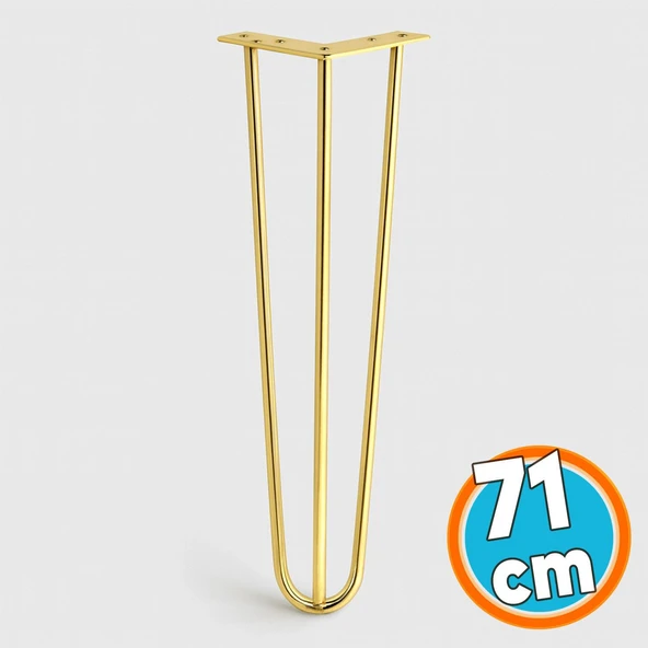 Masa ve Sehpa Ayağı Tekli Dayanıklı Mobilya Yükseltici Destek Modeli 71 cm Gold Altın Metal 4'lü Set - Resim 7