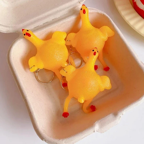 Yumurtlayan Eğlenceli Tavuk Anahtarlık (5361) - Resim 2