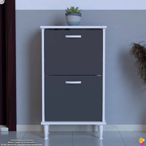 Modilayn UMAY Kapı Önü 52x 90x 26 cm’ lik 2 Düşer Kapak 4 Göz Bölmeli Ayakkabılık - Resim 3