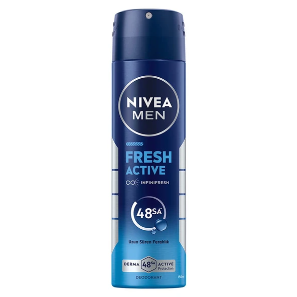 Nivea Men Erkek Sprey Deodorant Fresh Active 150 ml - Ter Kokusuna Karşı 48 Saat Koruma, Uzun Süre Ferahlık ürün görseli