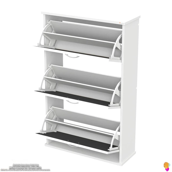 Modilayn VARBİ Asma Antre 72x 115x26 cm’lik 3 Düşer Kapak 6 Göz Bölmeli Ayakkabılık - Resim 8