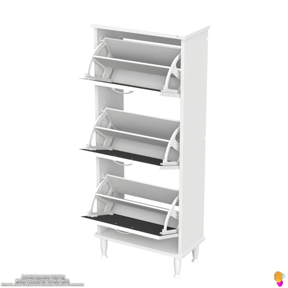 Modilayn VARBİ Kapı Önü 52 x 127 x 25,5 cm’ lik 3 Düşer Kapak 6 Göz Bölmeli Ayakkabılık - Resim 7