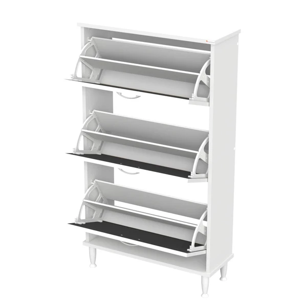 Modilayn VARBİ Kapı Önü 72x 127x 26 cm’ lik 3 Düşer Kapak 6 Göz Raf Bölmeli Ayakkabılık - Resim 9