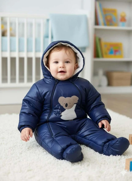 BEBEK İÇİ KÜRKLÜ ÇIKABİLEN PATİK VE ELDİVENLİ ASTRONOT TULUM - Resim 3