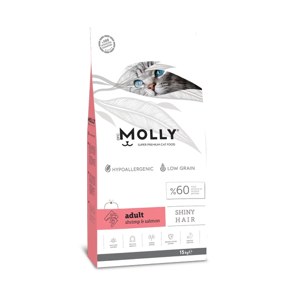 Molly Hipoalerjenik Düşük Tahıllı Karidesli ve Somonlu Yetişkin Kedi Maması 15 Kg ürün görseli
