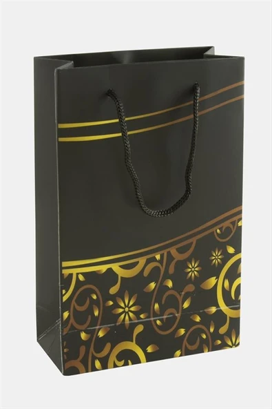 11*17 Çiçek Desenli İpli Karton Çanta 1 Adet
