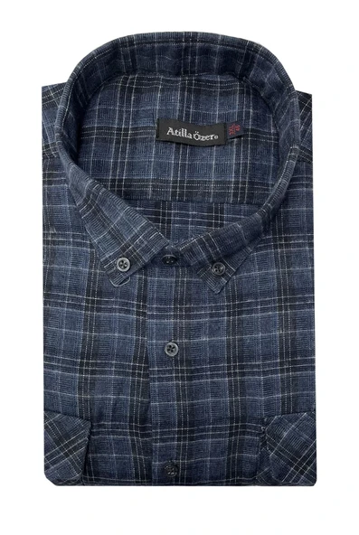 Atilla Özer Büyük Beden Çift Cep Klasik Kışlık Kaşmir Gömlek - 7462 - 2