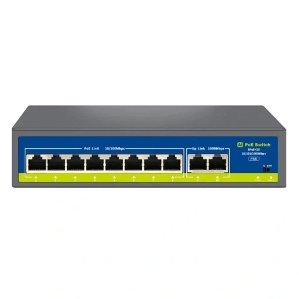 Novacom Nvc-hıf0820gbl-c 8+2 Port Gigabit Uplink Poe Switch (250m Extend Modlu) ürün görseli