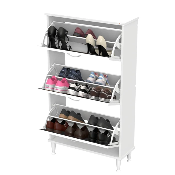 Modilayn VARBİ Kapı Önü 72x 127x 26 cm’ lik 3 Düşer Kapak 6 Göz Raf Bölmeli Ayakkabılık - Resim 7