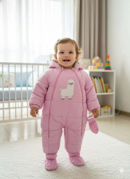 BEBEK İÇİ KÜRKLÜ ÇIKABİLEN PATİK VE ELDİVENLİ ASTRONOT TULUM - Resim 5