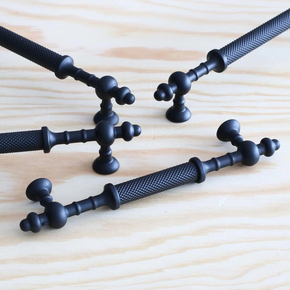 Mobilya Çekmece Mutfak Dolabı Dolap Kapak Kulpları Kulbu Siyah Metal Kulp 224 mm (22.4 cm) - Resim 5