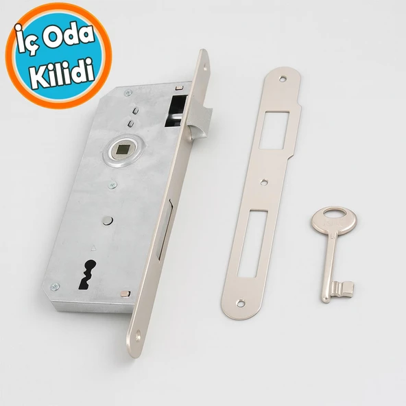 Gömme Kilit Anahtarlı Gövde Kilidi PVC Ahşap WC Banyo İç Oda Kapı Silindirsiz Barelsiz 35 mm ürün görseli