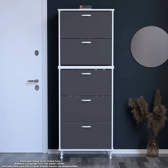 Modilayn VARBİ UMAY' 2 Li Antre Hol 72x 205x 26 cm’ lik 5 Düşer Kapak 10 Göz Raflı Ayakkabılık ürün görseli