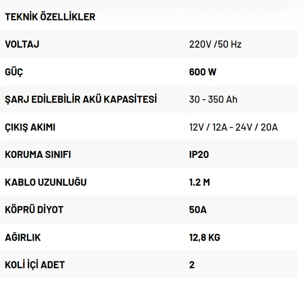 RODEX RDX508 - 12 ve 24 Volt Akü Şarj Cihazı 30-350 Amper - Resim 2