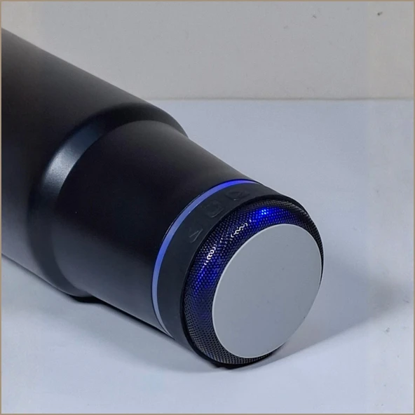 Bluetooth Hoparlörlü Paslanmaz Çelik Termos Bardak 600 ml -Pipetli ,Çift Kullanımlı Kapak - Resim 4