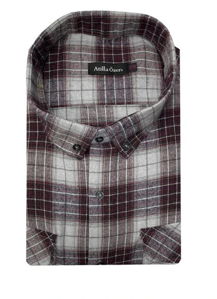 Atilla Özer Büyük Beden Çift Cep Klasik Kışlık Kaşmir Gömlek - 7462 - 4