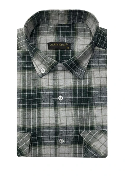Atilla Özer Büyük Beden Çift Cep Klasik Kışlık Kaşmir Gömlek - 7462 - 6