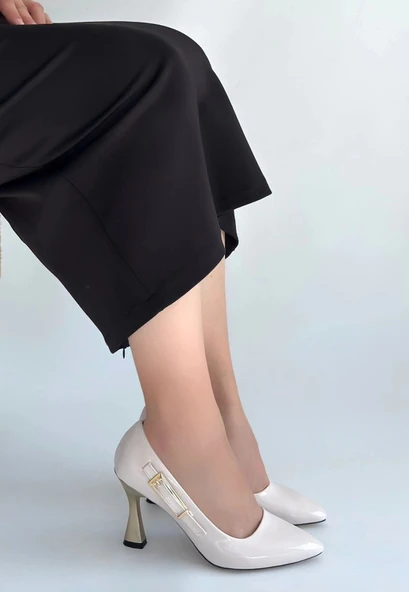 Motya Bej Rugan Topuklu Ayakkabı - Resim 3