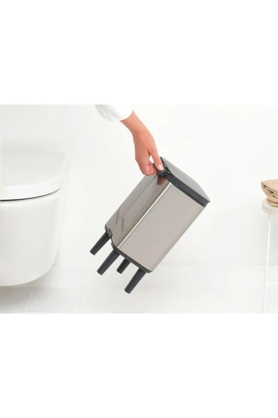 BRABANTİA BO HI FPP MATT STEEL AYAKLI ÇÖP KUTUSU 4L - Resim 4