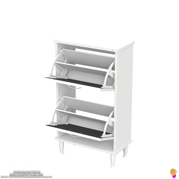 Modilayn UMAY Kapı Önü 52x 90x 26 cm’ lik 2 Düşer Kapak 4 Göz Bölmeli Ayakkabılık - Resim 7
