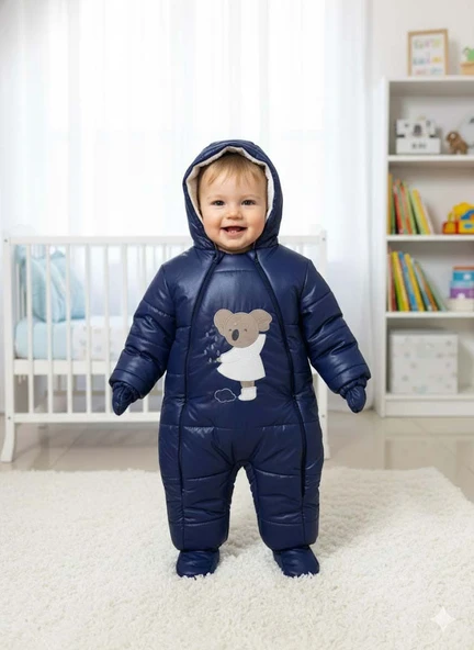 BEBEK İÇİ KÜRKLÜ ÇIKABİLEN PATİK VE ELDİVENLİ ASTRONOT TULUM - Resim 2