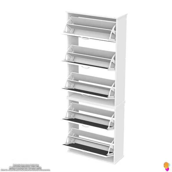 Modilayn VARBİ UMAY' 2 Li Asma Kapı Önü 72x193x26 cm’ lik 5 Düşer Kapak 10 Göz Bölmeli Ayakkabılık - Resim 13