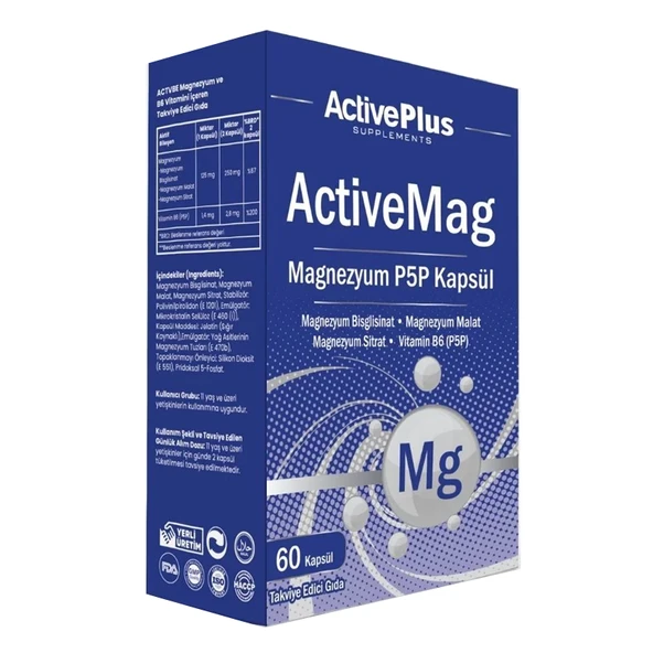 Active Plus ActiveMag Magnezyum P5P 60 Kapsül ürün görseli