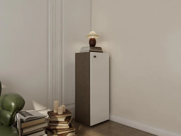 1 Kapaklı Çok Amaçlı Dolap Antrasit Beyaz - Resim 2