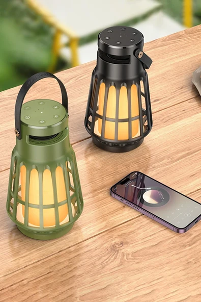 Hoco. BS61 Wild Fun Kamp Işıklı Bluetooth Kablosuz Hoparlör - Yeşil - Resim 4