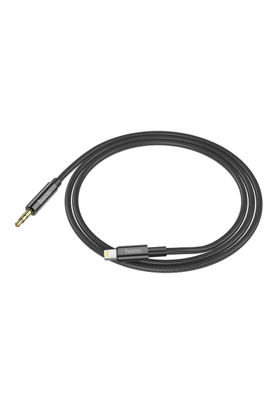 Hoco. UPA19 1M Hasırlı Lightning to Aux Kablo - Siyah - Resim 2