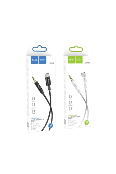 Hoco. UPA19 1M Hasırlı Type-C to Aux Kablo - Gümüş - Resim 8