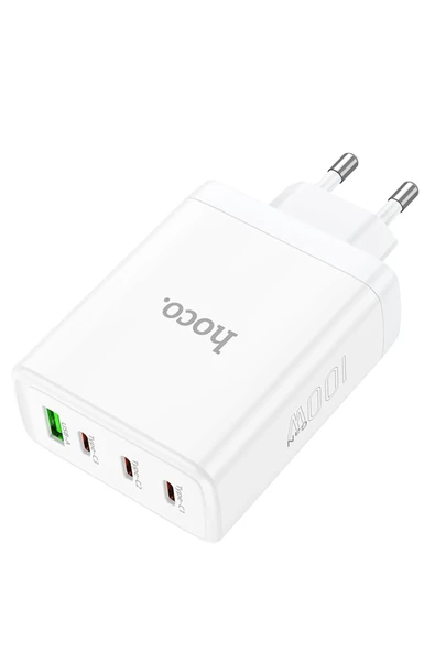 Hoco. N31 Leader PD 100W 3 Adet Type-C 1 Adet USB Şarj Aleti - Beyaz - Resim 2