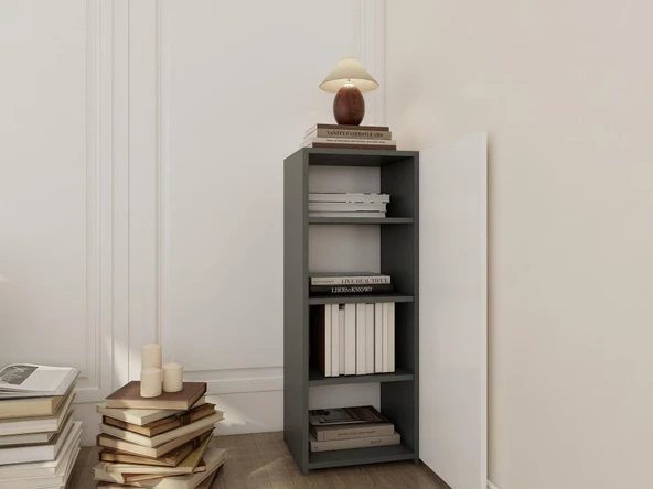 1 Kapaklı Çok Amaçlı Dolap Koyugri - Resim 3