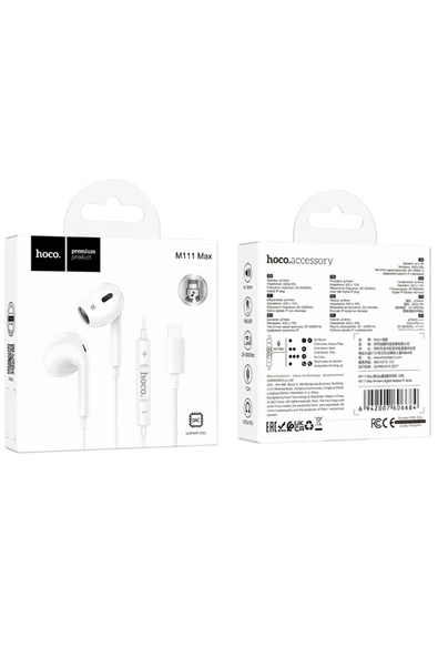 Hoco. M111 Max Lightning Dijital Mikrofonlu Kablolu Kulaklık - Beyaz - Resim 4