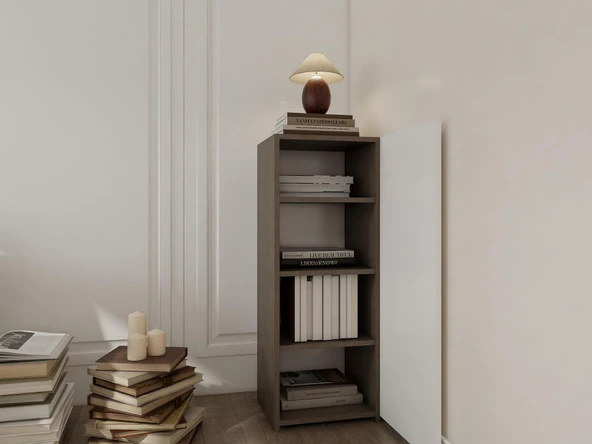 1 Kapaklı Çok Amaçlı Dolap Antrasit Beyaz - Resim 3