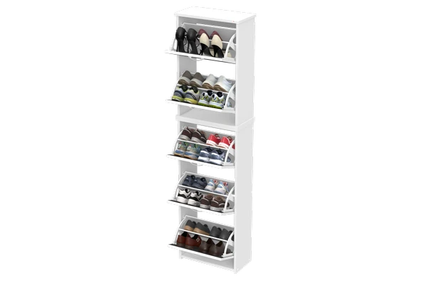 Modilayn VERVE Antre 52x194x26 cm’ lik 5 Düşer Kapak 10 Göz Bölmeli Ayakkabılık - Resim 8