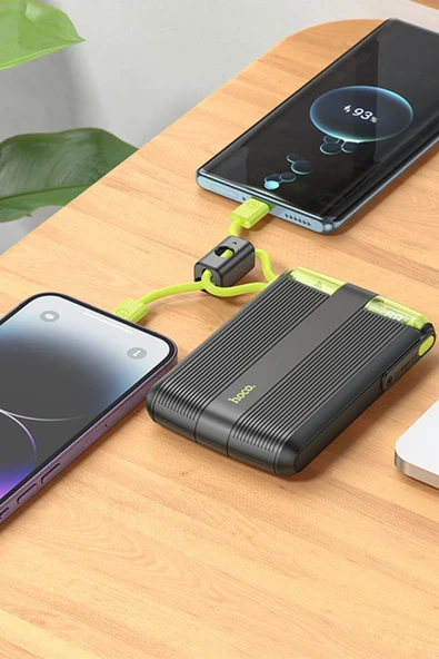 Hoco. J127 Dijital Göstergeli Dual Kablolu 20W 10.000 mAh PD Mini Powerbank - Siyah - Resim 9