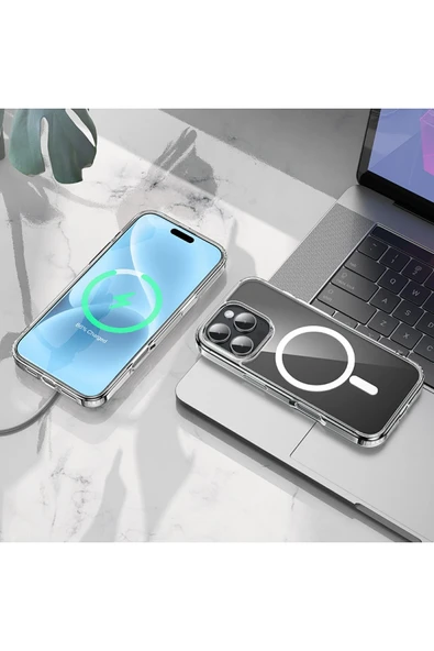 Hoco. iPhone 16 Pro Max Anti Fall Airbag Magsafe Kapak - Şeffaf - Resim 4