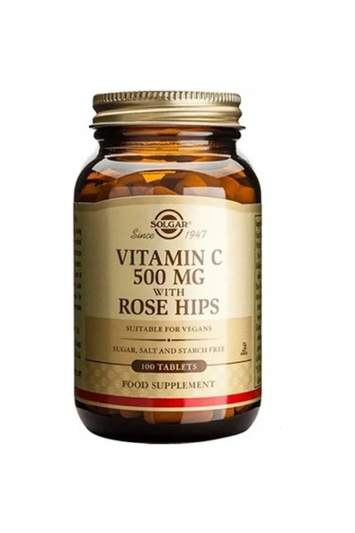SOLGAR VITAMIN C 500 MG WITH ROSE HIPS 100 TAB
