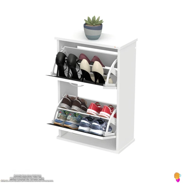 Modilayn UMAY Asma Kapı Önü 52x 78 x 26 cm’ lik 2 Düşer Kapak 4 Göz Bölmeli Ayakkabılık - Resim 5