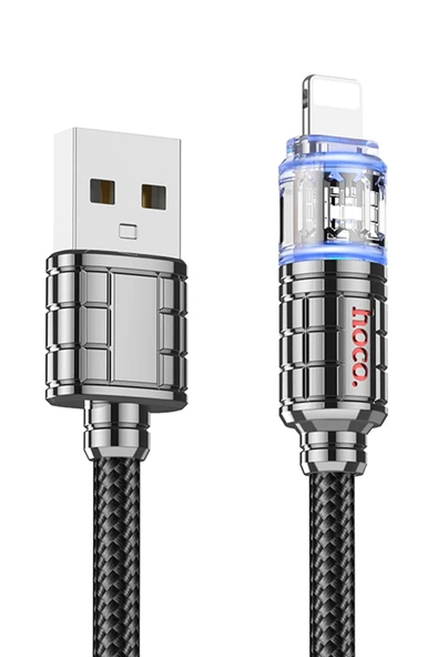 Hoco. U122 1.2M Lantern USB to Lightning Şarj Data Kablosu - Siyah ürün görseli 1