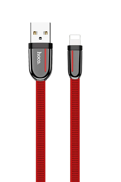 Hoco. U74 USB to Lightning Şarj Data Kablosu - Kırmızı - Resim 6