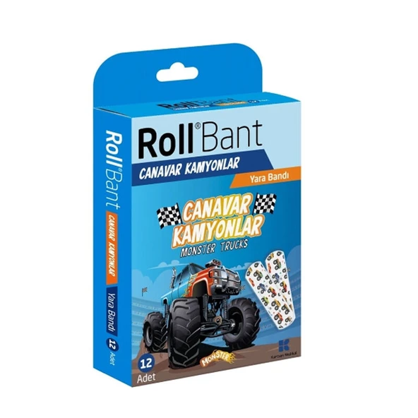 Roll Bant Canavar Kamyonlar Figürlü Yara Bandı 12 Adet ürün görseli